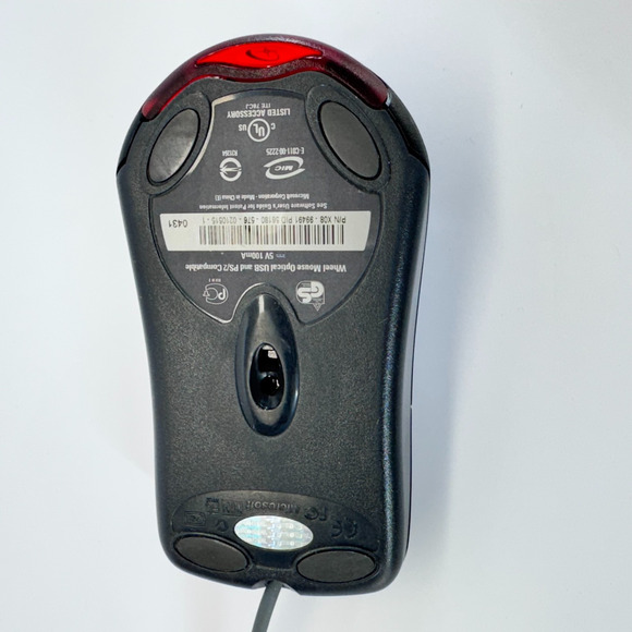 Microsoft Wheel Mouse Optical USB PS/2 Compatible Corded Black X802382 1.1A - Picture 4 of 9